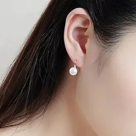 925 Silver Drop Earrings for Women White Pearl - Picture 3 of 4